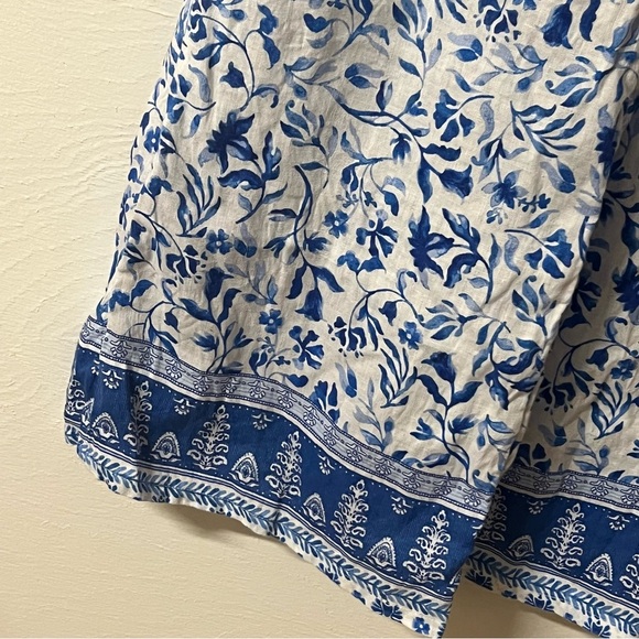 Floral Blue and White Wide-Leg Pants - Picture 2 of 6